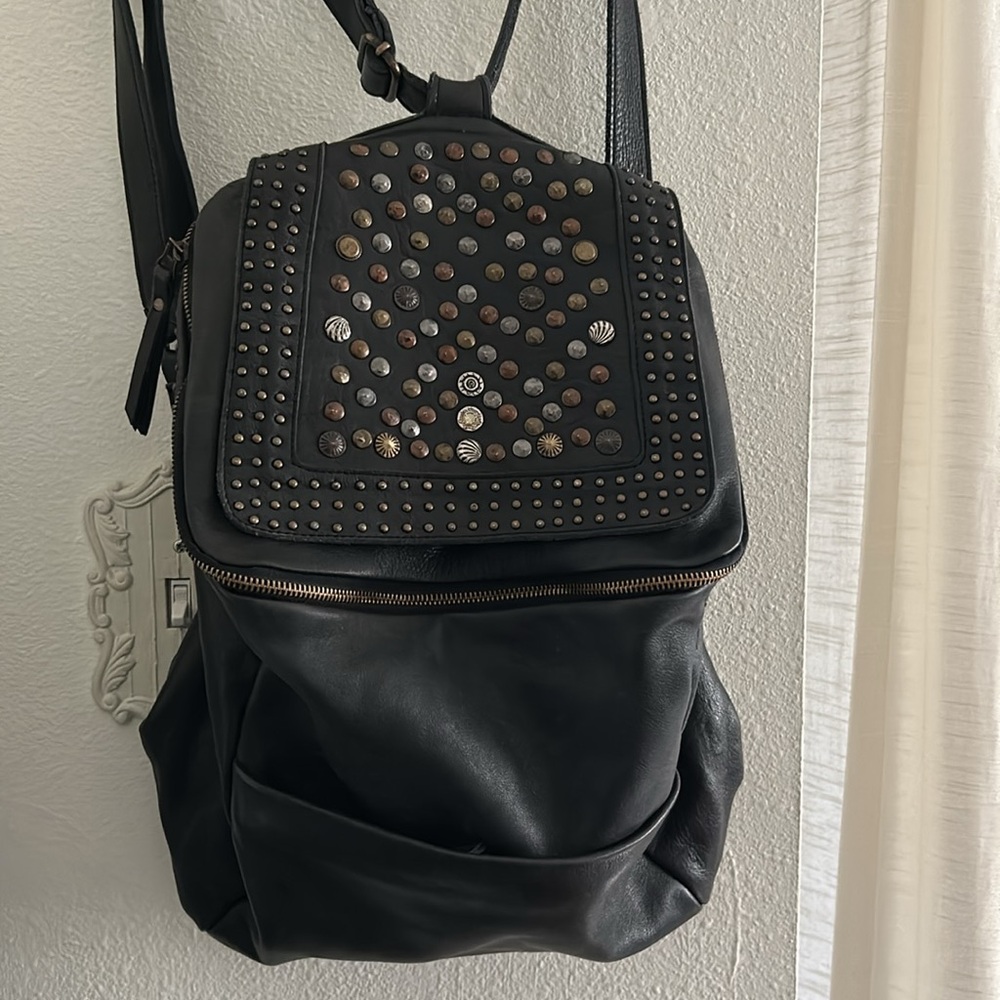 Viola Castellani Studded Black Leather Backpack